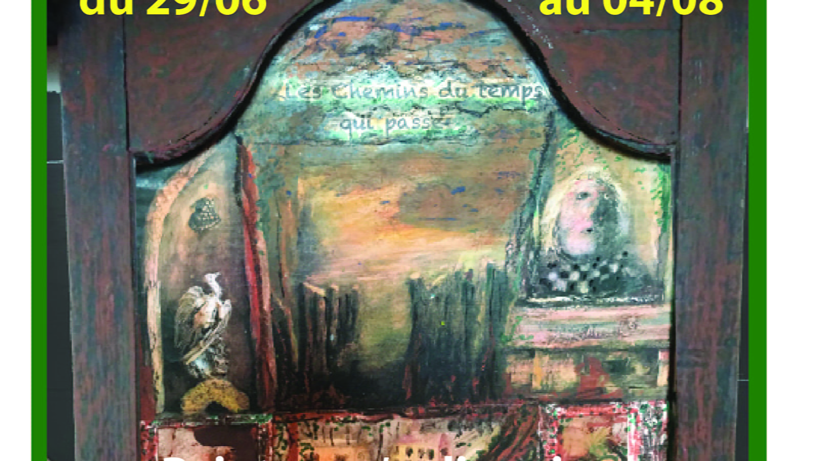 Die MOIZIARDs Andrée und Jean. Ausstellung von Gemälden und Reliquienschreinen. 'Les chemins du temps qui passe' (Die Wege der vergehenden Zeit). Einzigartig...